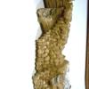 8 1/2" X 2" X 1 3/4"
Carved from cottonwood bark that my cousin surprised me with in the mail.