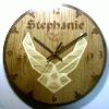 12" in diameter X 1/4"
Woods used: Aspen, Butternut, Lacewood, Mahogany, Poplar, Walnut