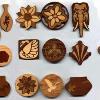 Various woods. Average 2" to 3". This is what I do with my scrap wood.